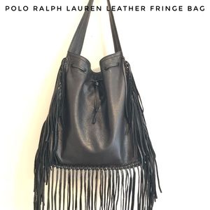 Polo Ralph Lauren LEATHER Fringe Slouchy Bag